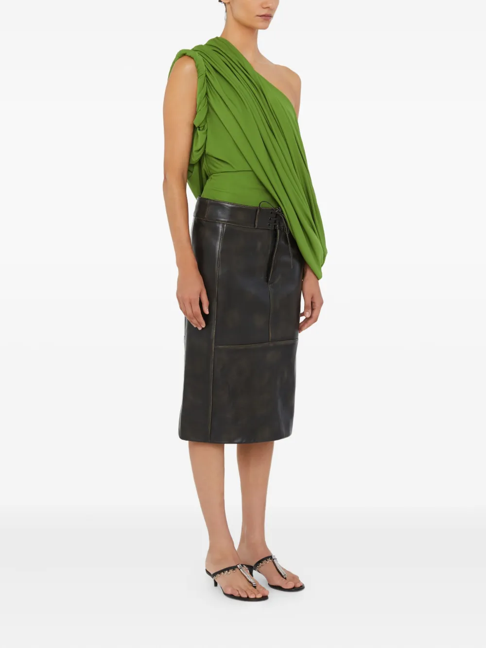 Christopher Esber burnished leather panelled skirt | A-Line Skirts | Image 2