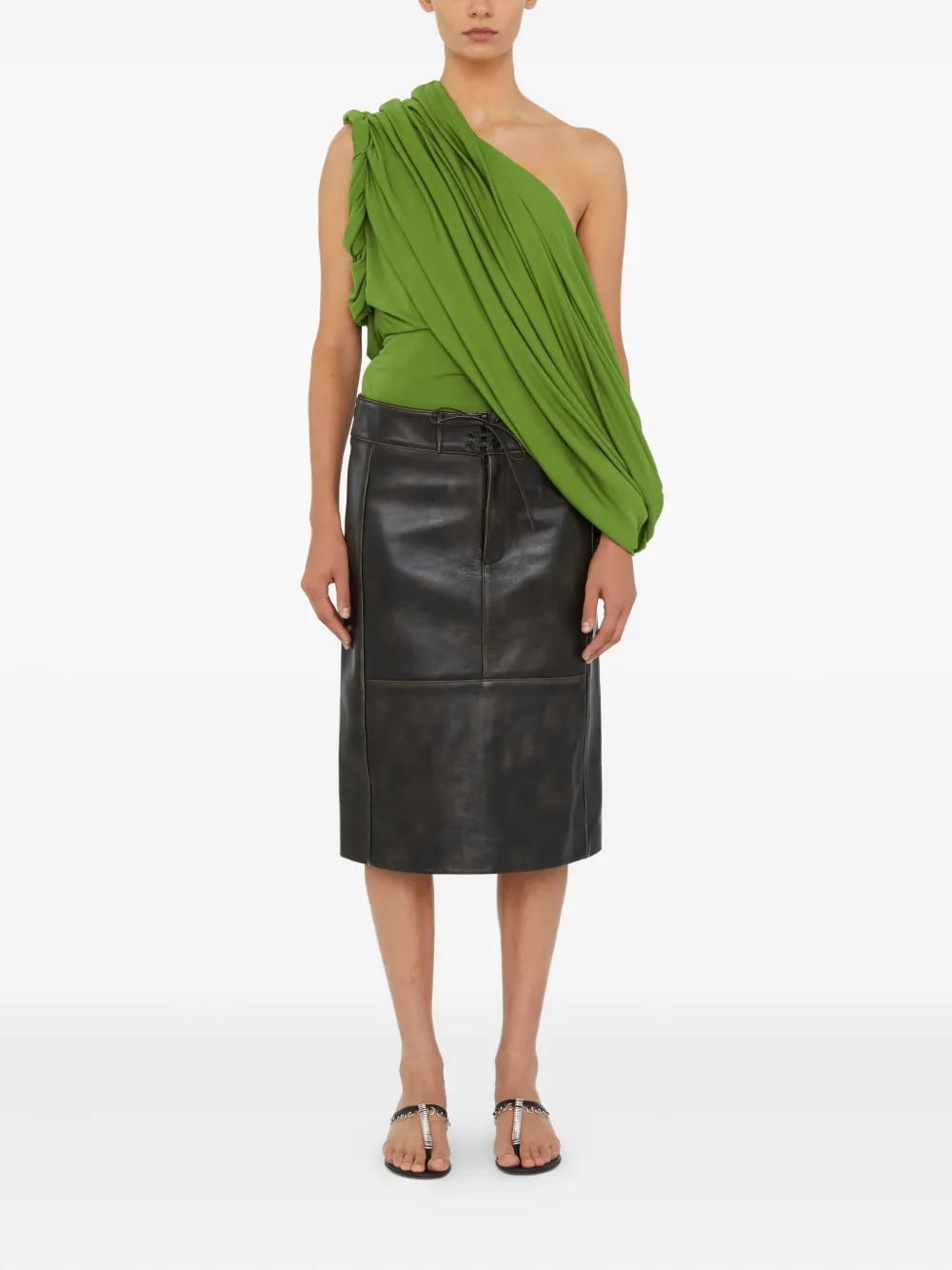 Christopher Esber burnished leather panelled skirt - Zwart
