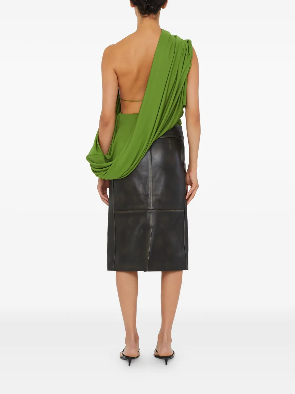 Christopher Esber burnished leather panelled skirt Zwart