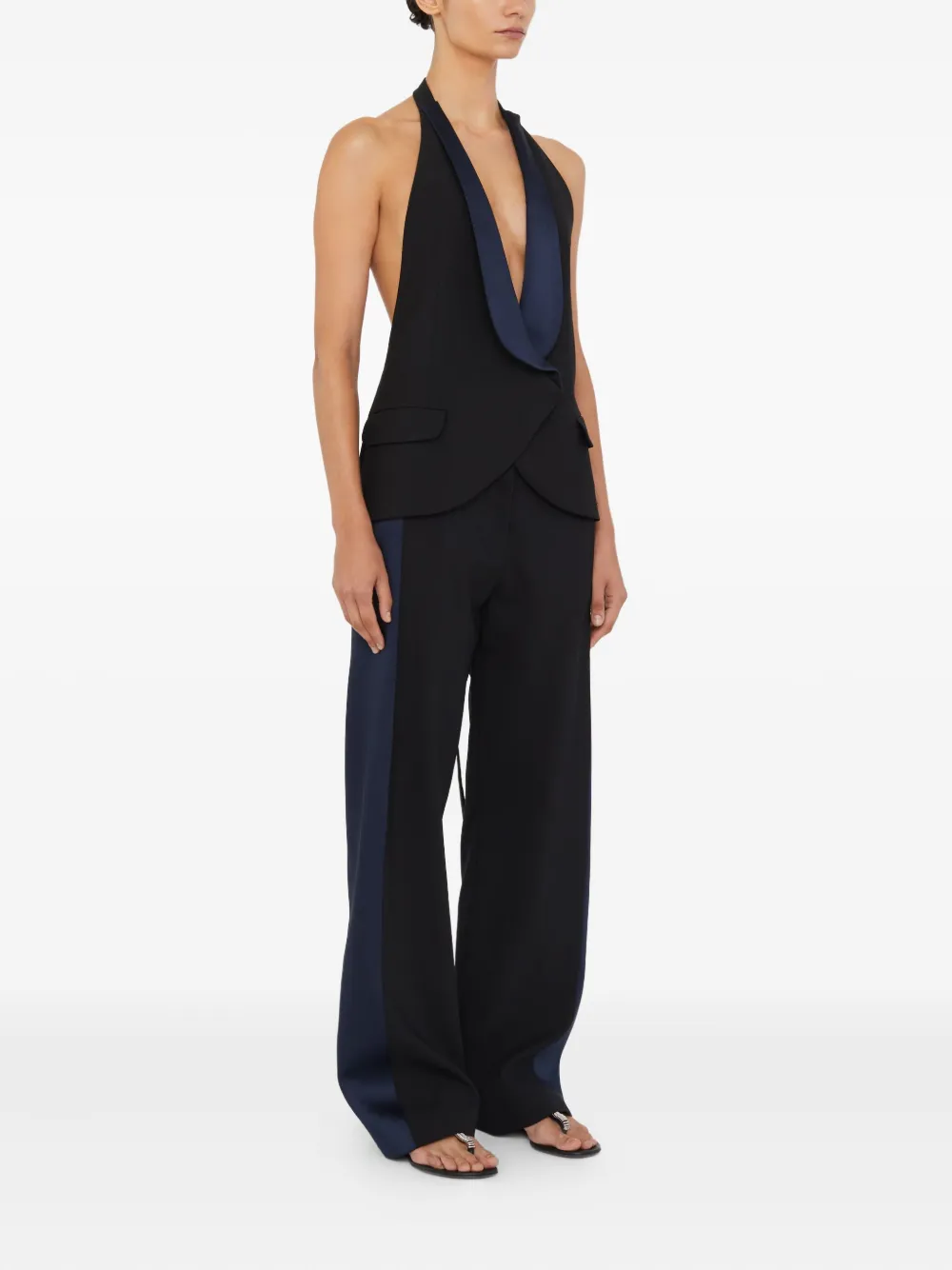 Christopher Esber contrast-panel trousers - Zwart