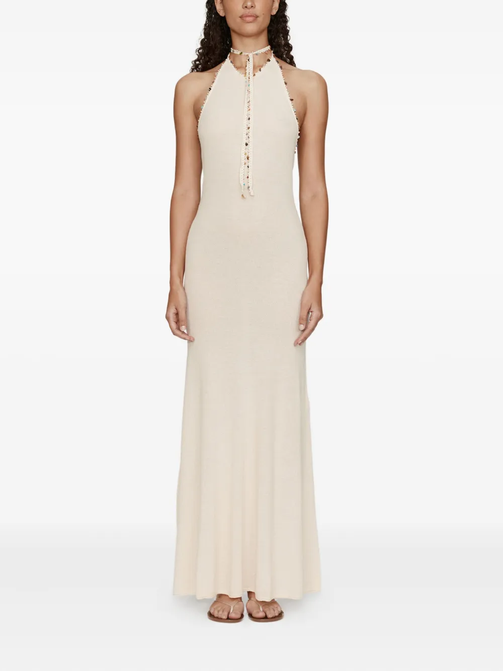 Christopher Esber Maxi-jurk met halternek - Beige