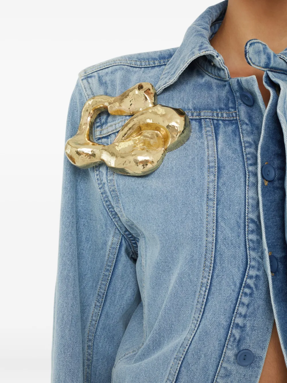 Christopher Esber Corsage Denim Jacket In Blue