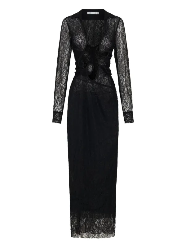 knee length dresses for ladies Venus Tank Dress - Noir Black Lace Midi Dress main image 0