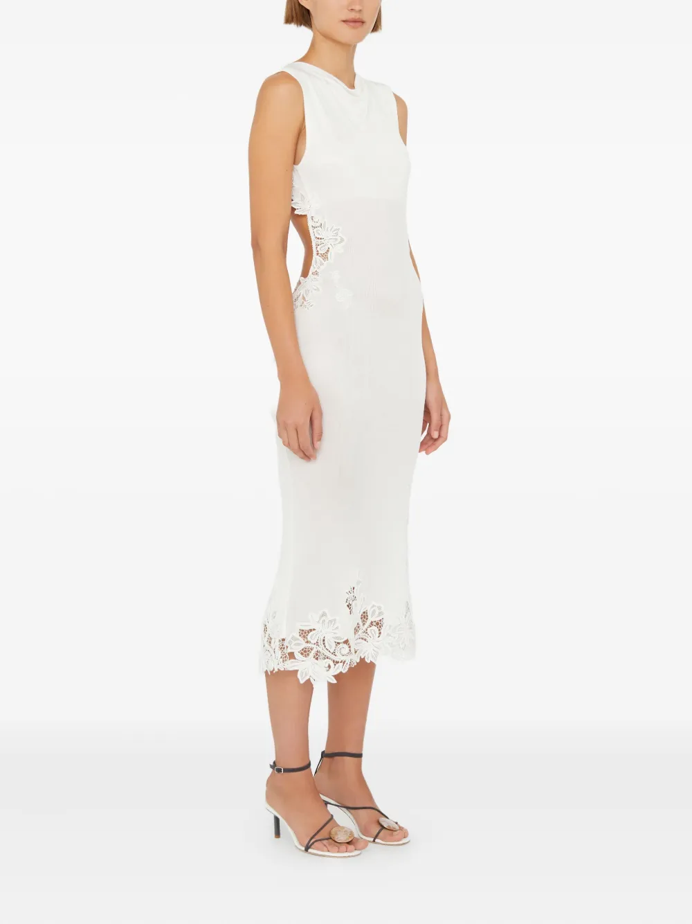 Christopher Esber Lace-insert Midi Dress In White
