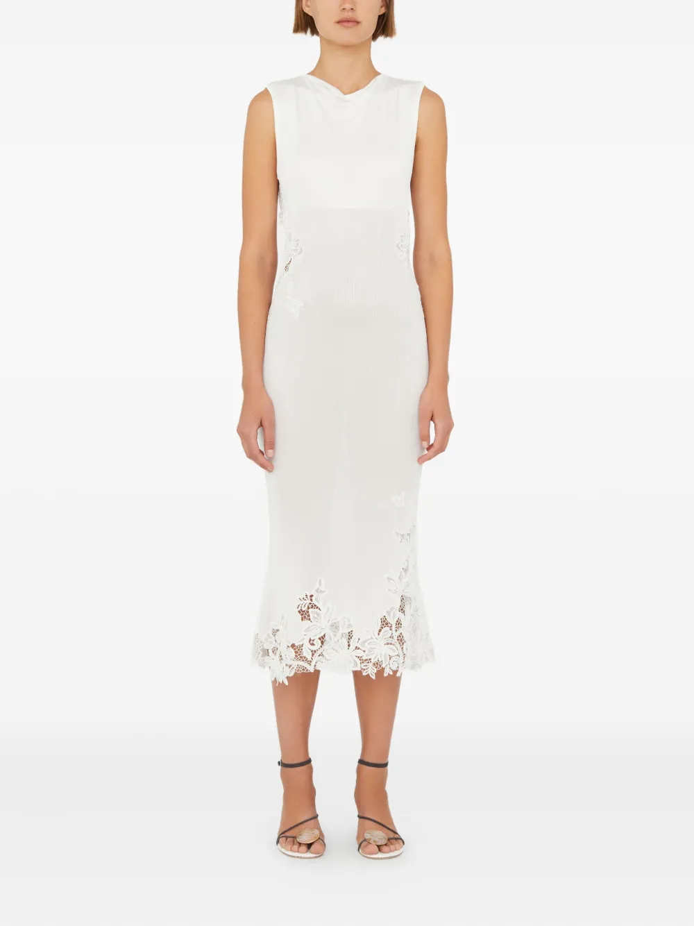 Christopher Esber Lace-insert Midi Dress In White