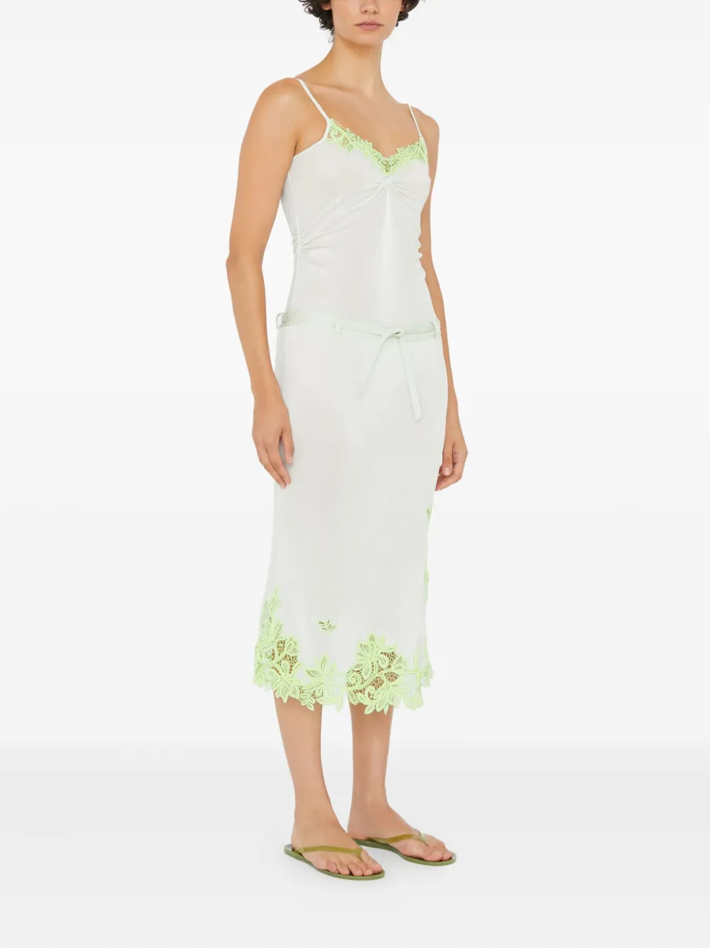 Christopher Esber Lace-trim Midi Skirt In Neutral