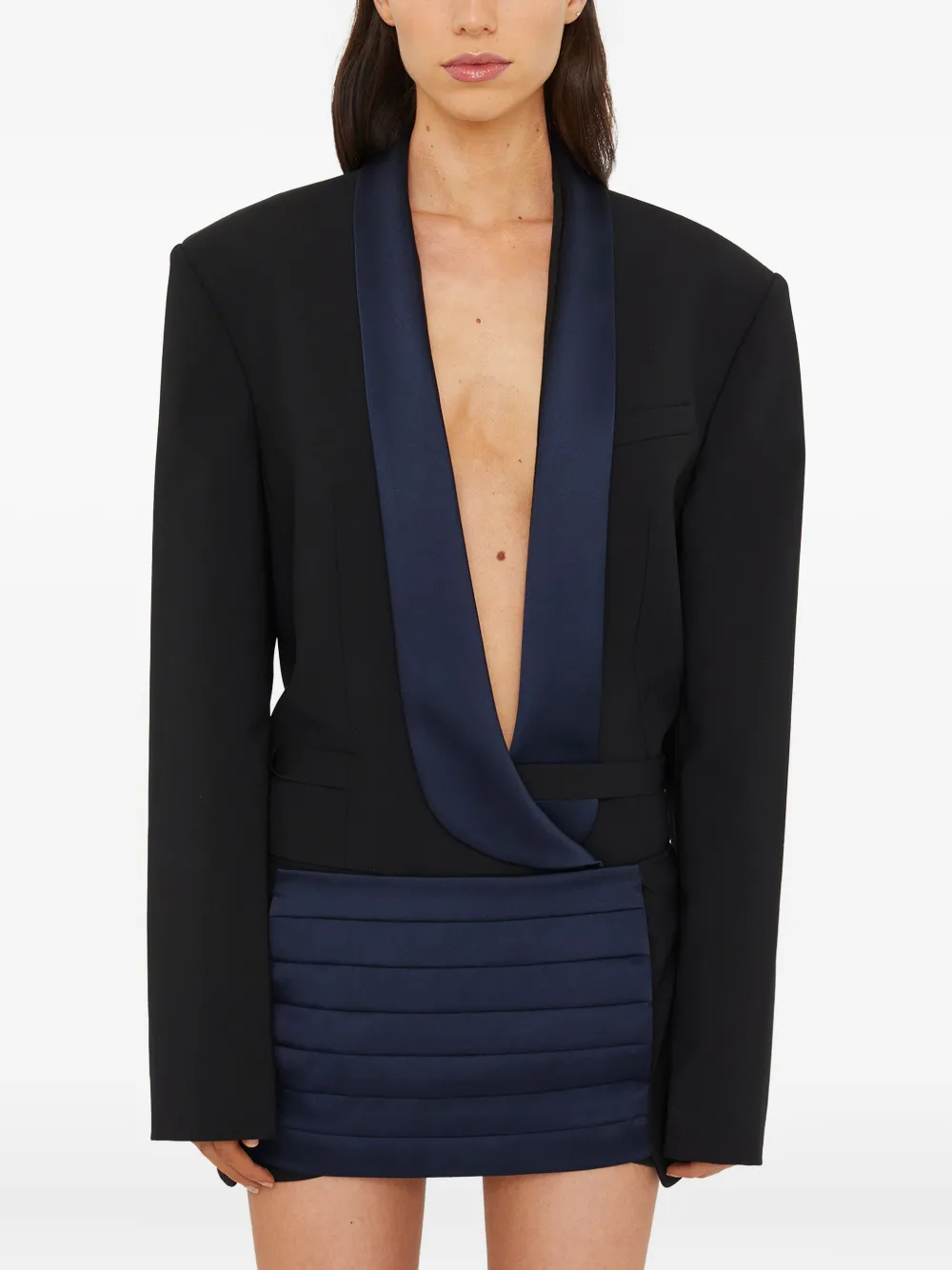 Christopher Esber Tuxedo Contrast Wool Blazer In Black