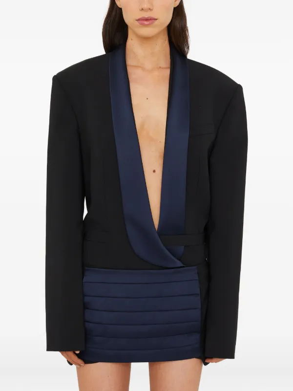Christopher Esber Tuxedo Contrast Wool Blazer in Black