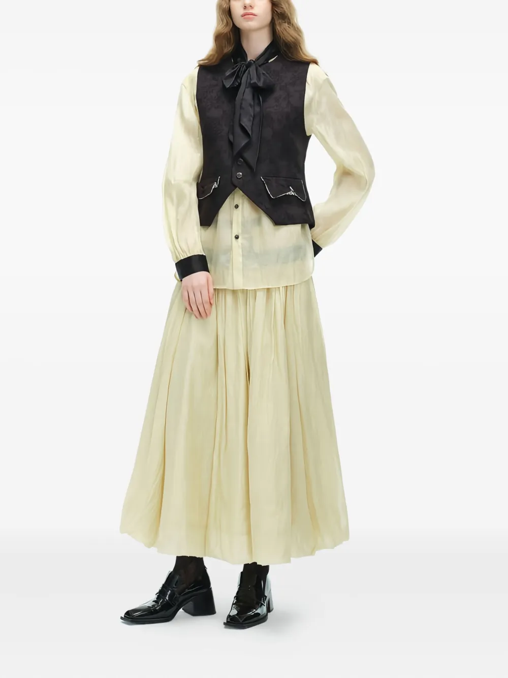 Renli Su elastic-waistband gathered skirt - Beige