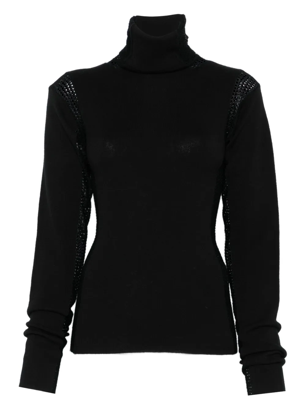 diotima mesh-panel turtleneck top | Black | Image 1
