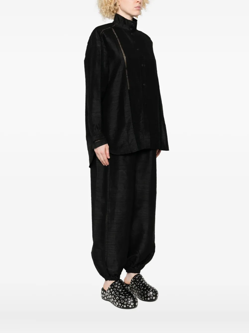 Diotima Lace-trimmed High-neck Shirt In Black