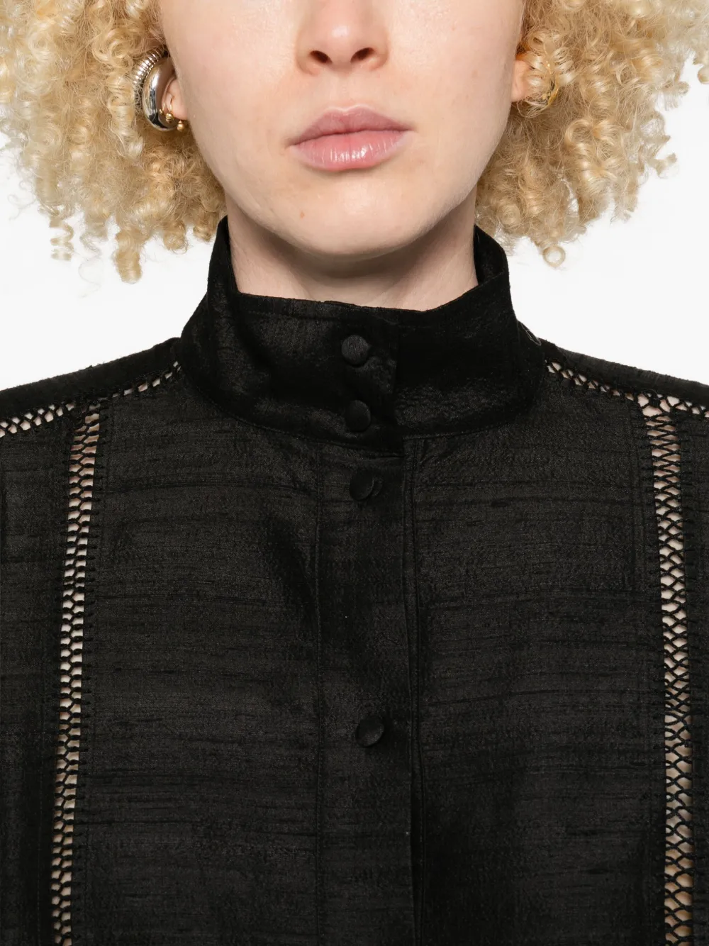 Diotima Lace-trimmed High-neck Shirt In Black