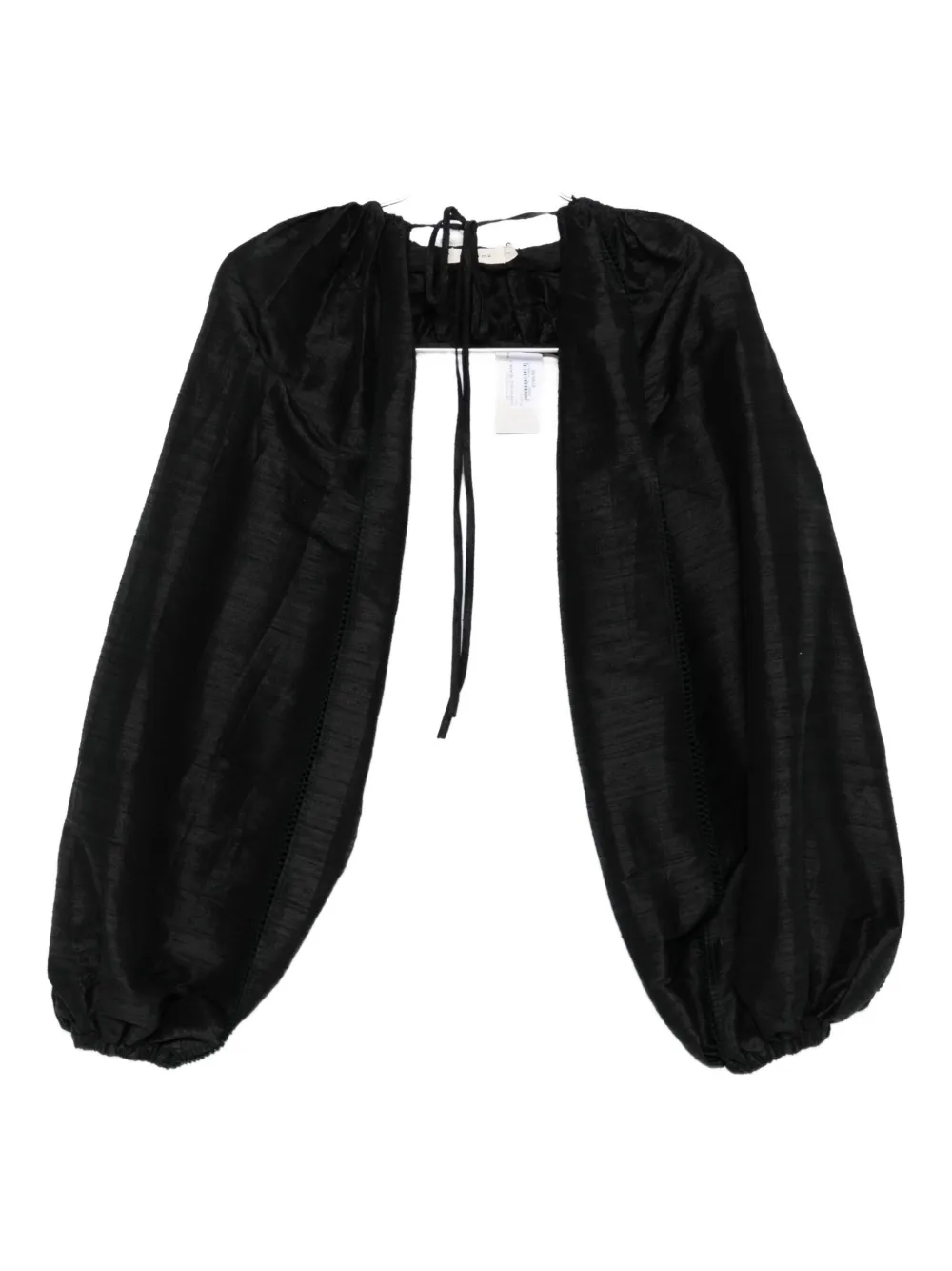 Diotima Bishop-sleeve Tie-fastening Top In Black