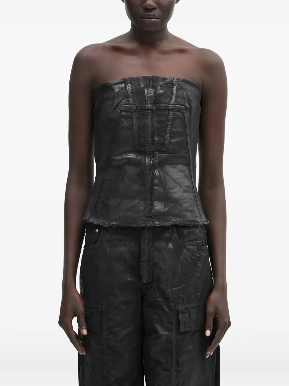 Rick Owens DRKSHDW Strapless gilet met franje afwerking Zwart