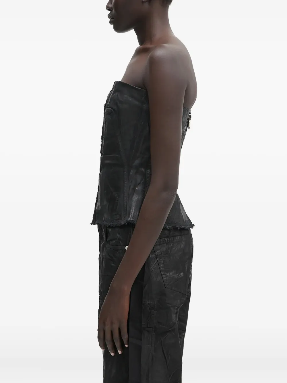 Rick Owens DRKSHDW Strapless gilet met franje afwerking Zwart