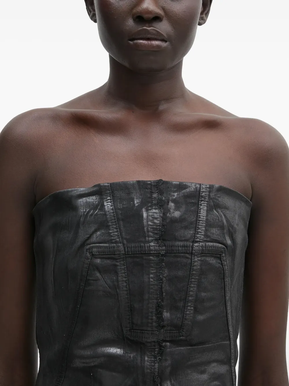 Rick Owens DRKSHDW Strapless gilet met franje afwerking Zwart