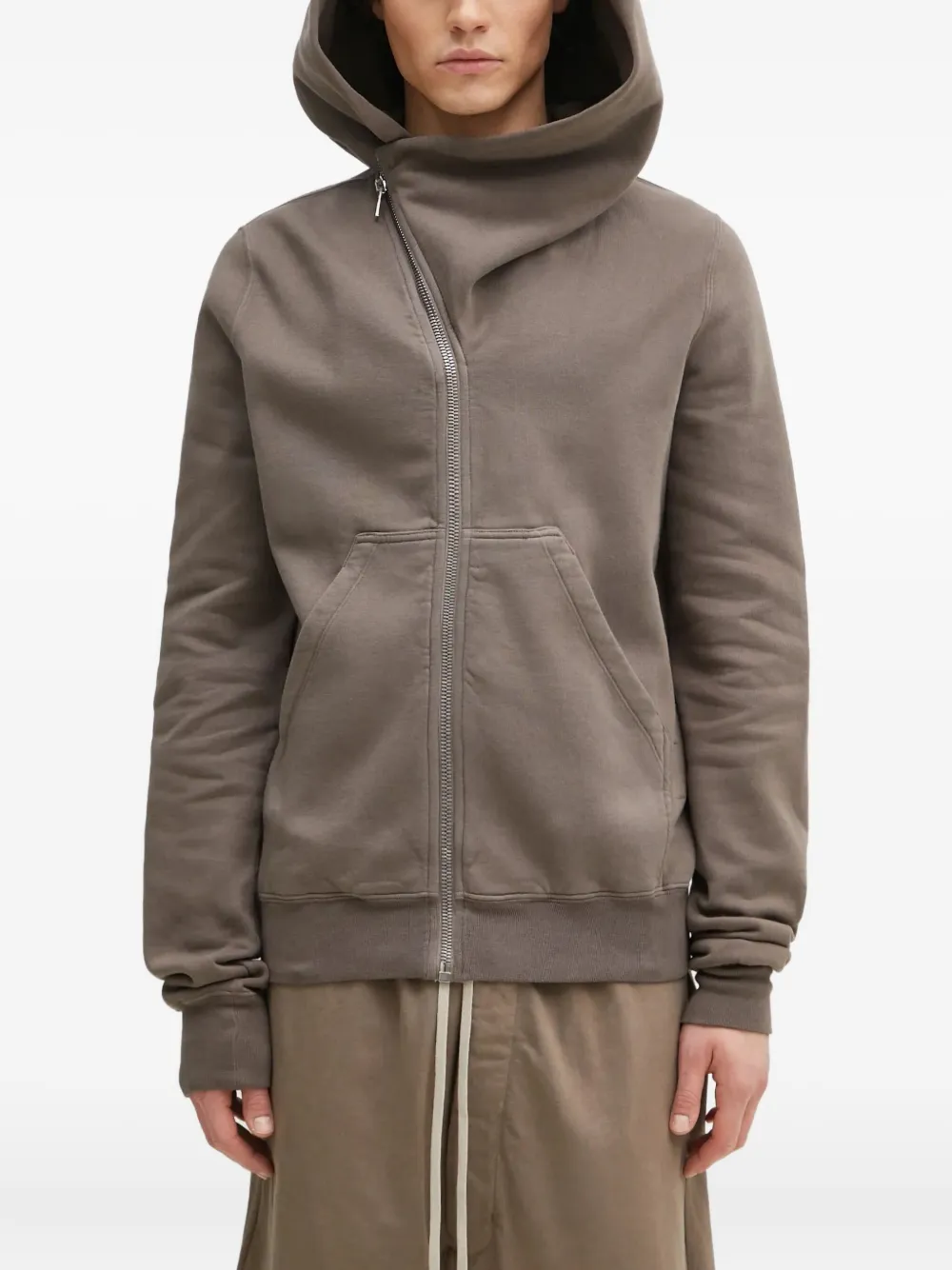 Rick Owens DRKSHDW asymmetric zipped hoodie | Brown | Image 1