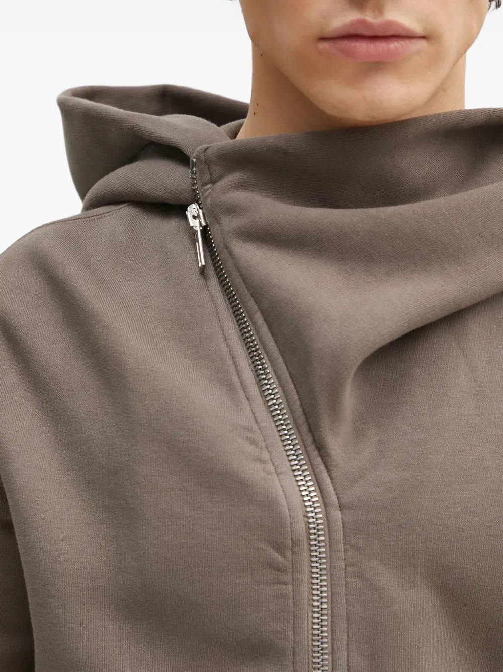 Rick Owens Drkshdw Asymmetric Zipped Hoodie In Brown