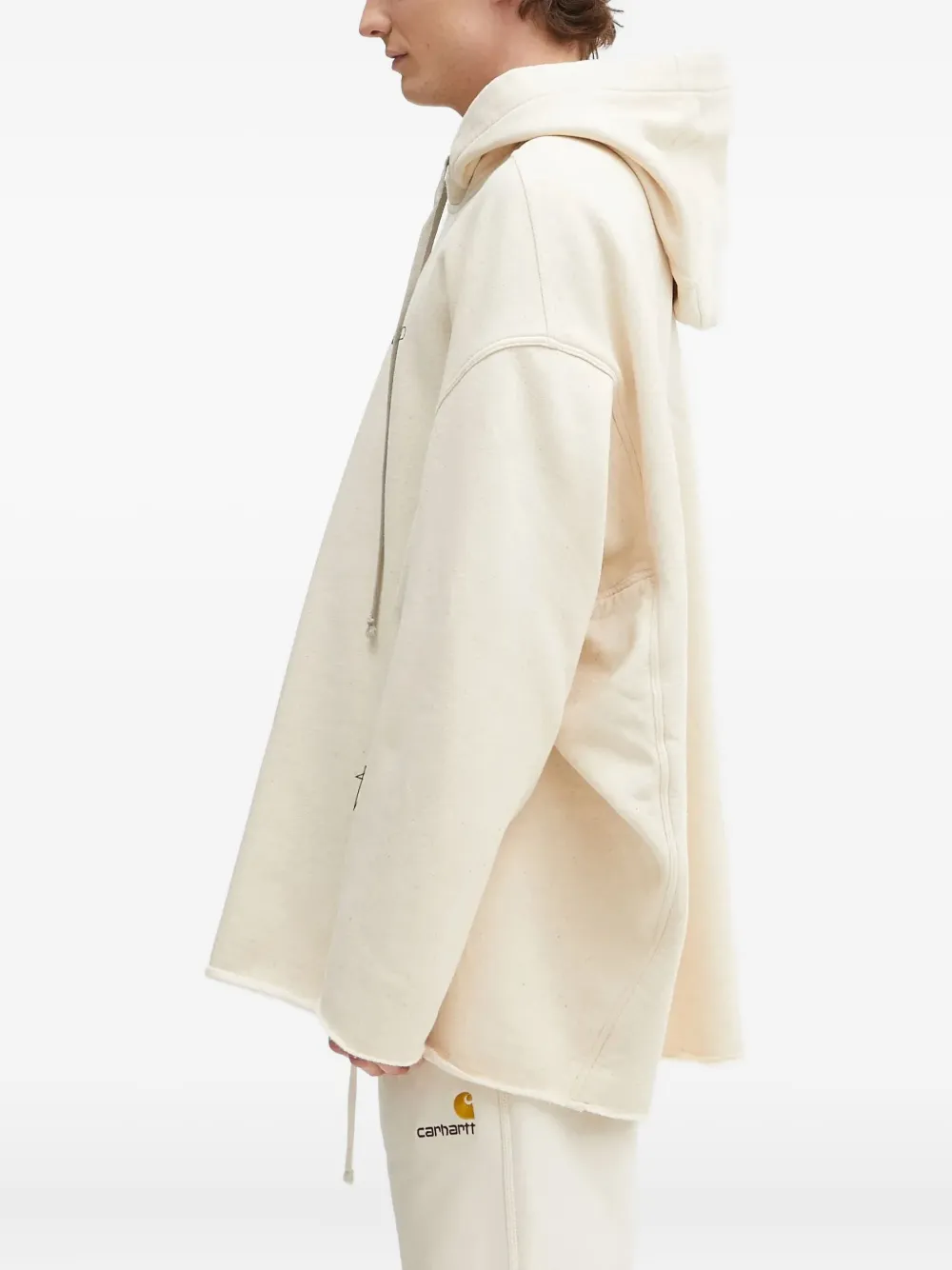 Rick Owens DRKSHDW Hollywood hoodie met gerafelde afwerking en grafische print Beige