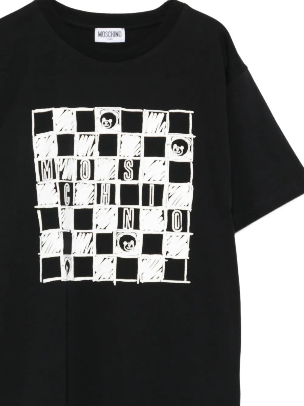 Moschino Kids T-shirt met geruit logo Zwart