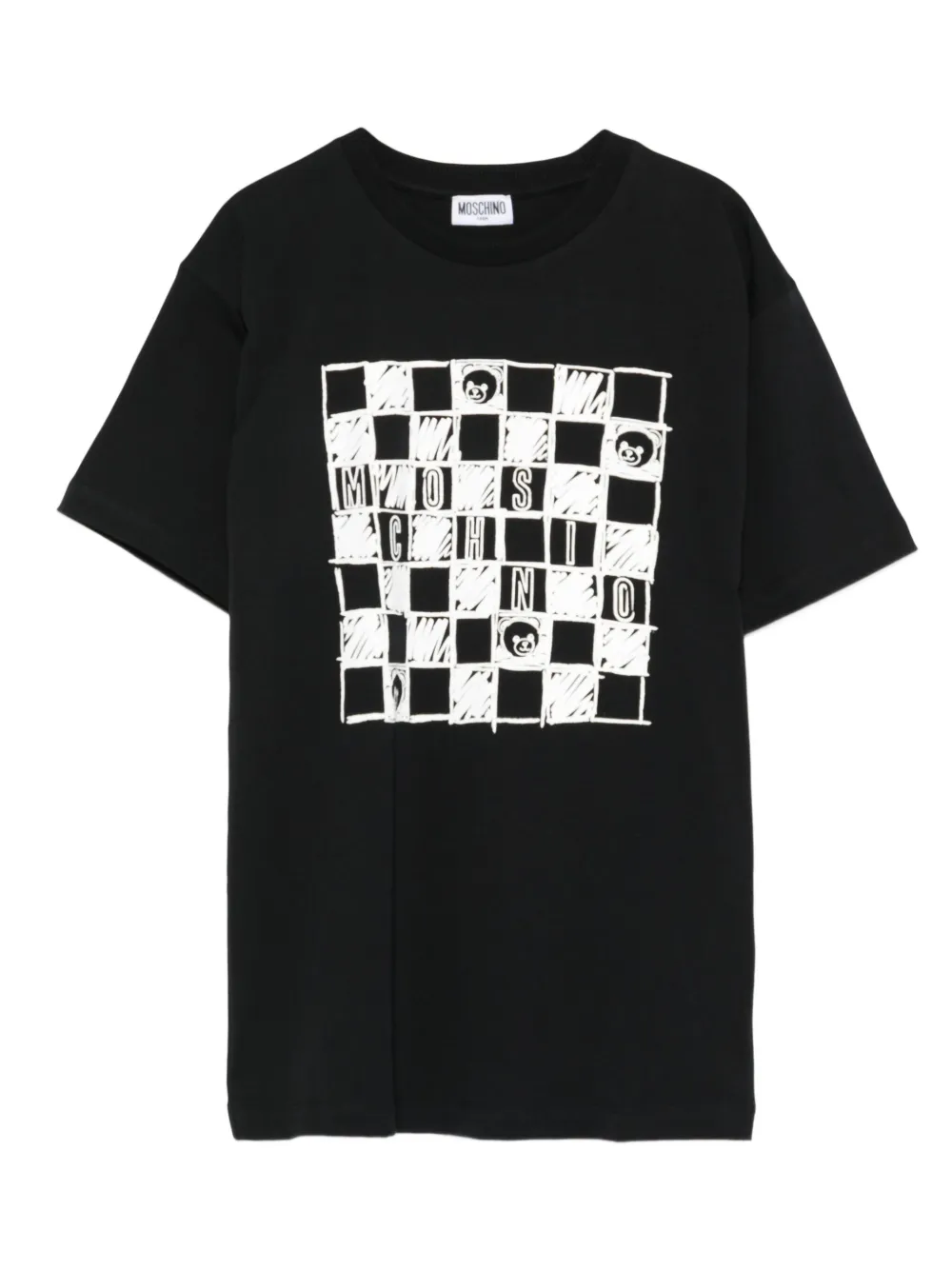 Moschino Kids T-shirt met geruit logo Zwart