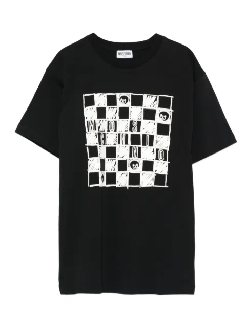 Moschino Kids camiseta con logo ajedrezado