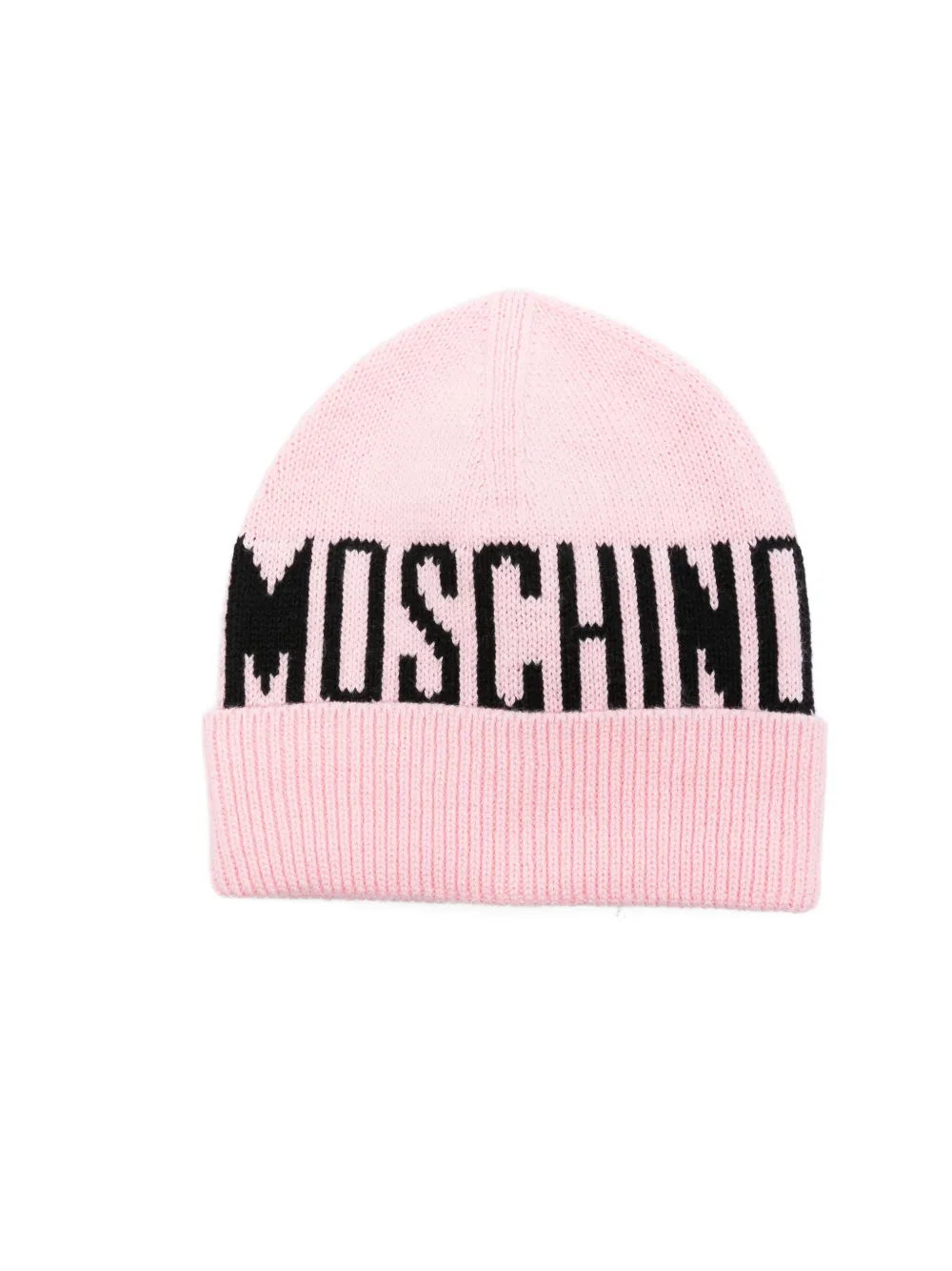 Moschino Kids Berretto a coste con logo - Rosa
