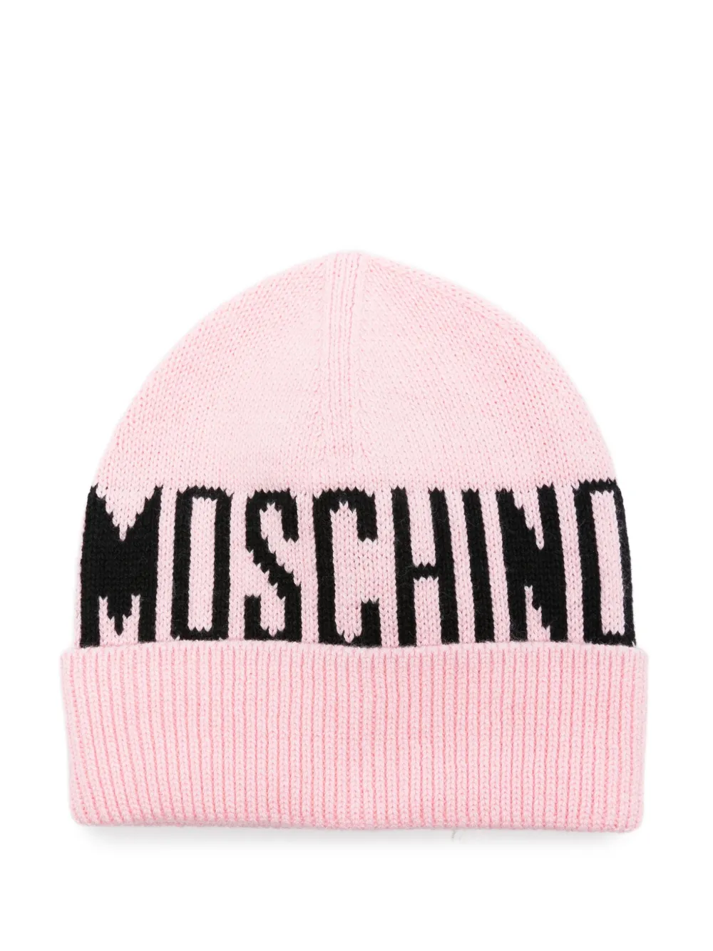 Moschino Kids ribbed logo-detail beanie Roze