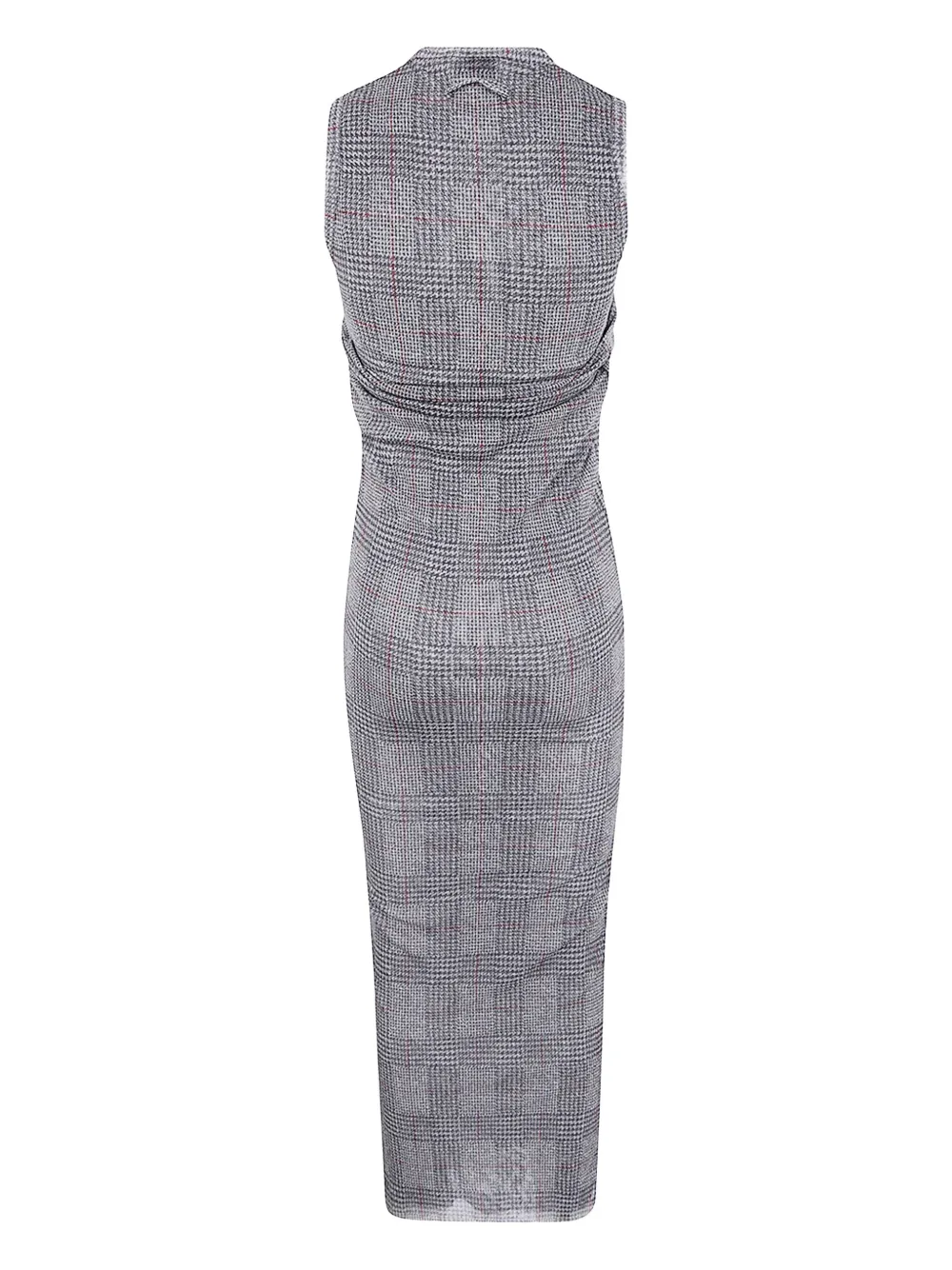 Jean Paul Gaultier mesh-panelled check maxi dress - Grijs
