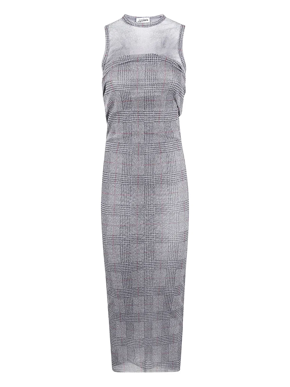 Jean Paul Gaultier Geruite maxi-jurk met mesh vlakken Grijs