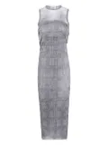 Jean Paul Gaultier mesh-panelled check maxi dress - Grey