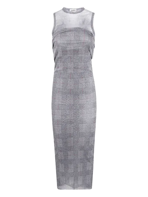 Jean Paul Gaultier mesh-panelled check maxi dress