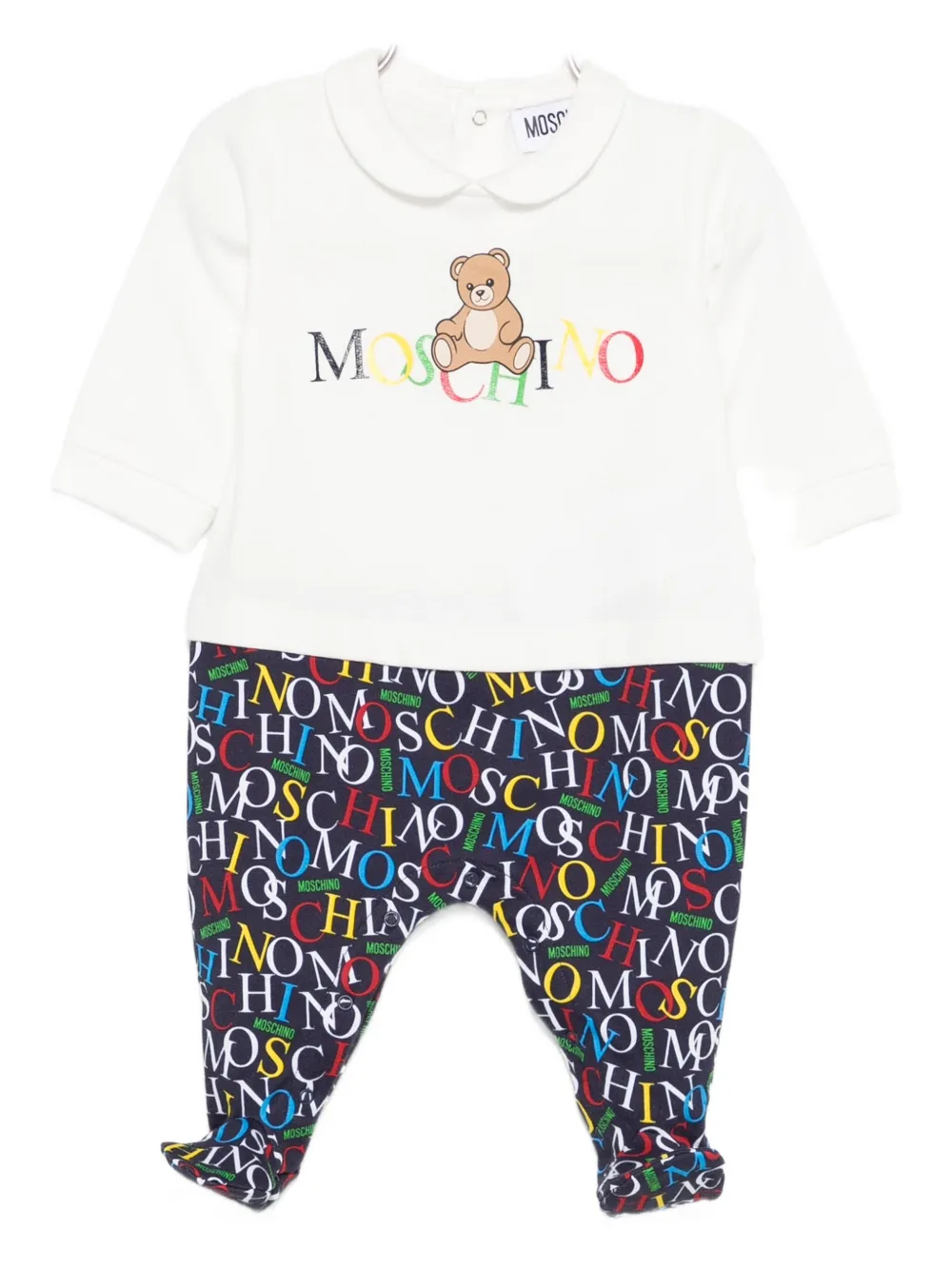 Moschino Kids Teddy-logo print pajamas Wit