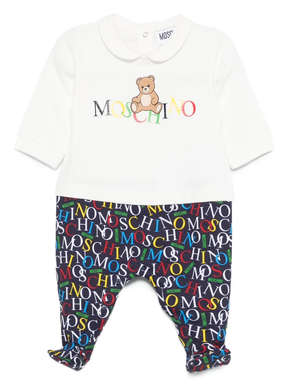 Moschino Kids Teddy-logo print pajamas Wit