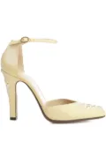 Valentino Garavani floral-embroidered ankle-strap pumps - Yellow