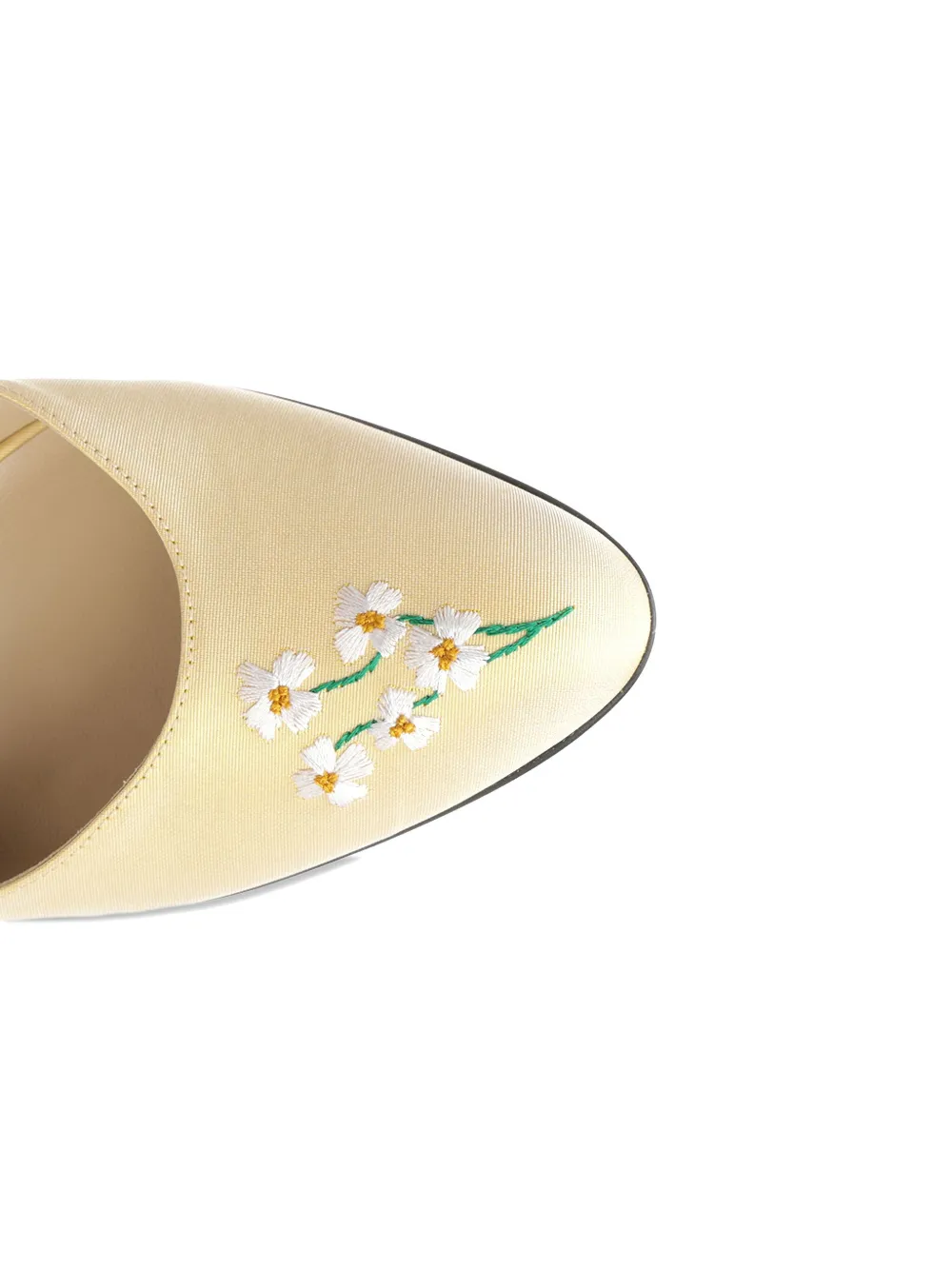 Valentino Garavani floral-embroidered ankle-strap pumps Yellow