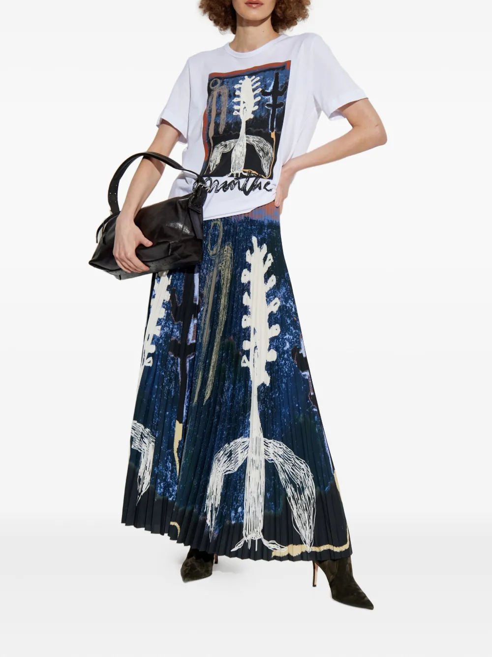 MUNTHE Taulla pleated print long skirt - Blauw