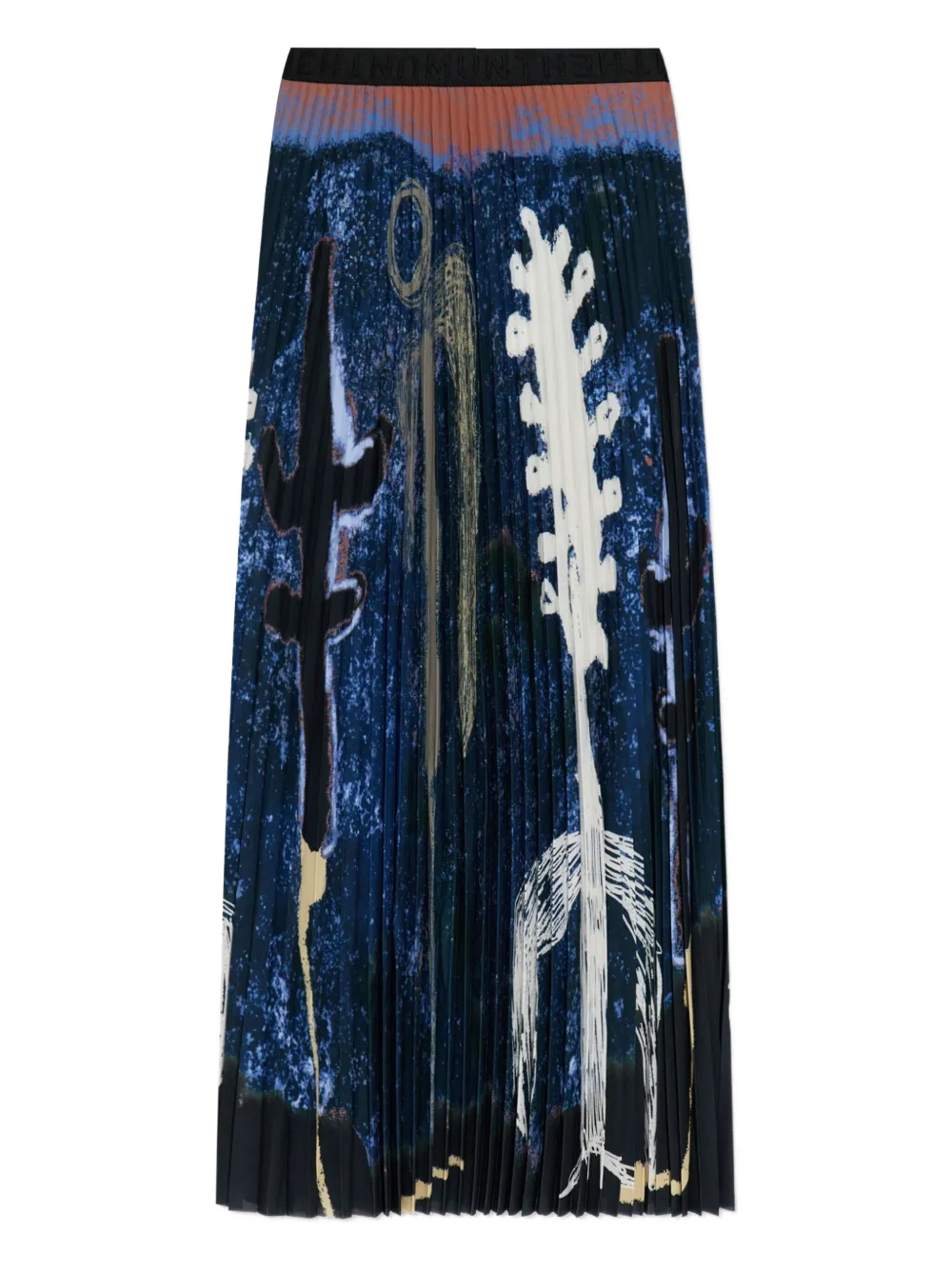 Munthe Taulla Pleated Print Long Skirt In Blue