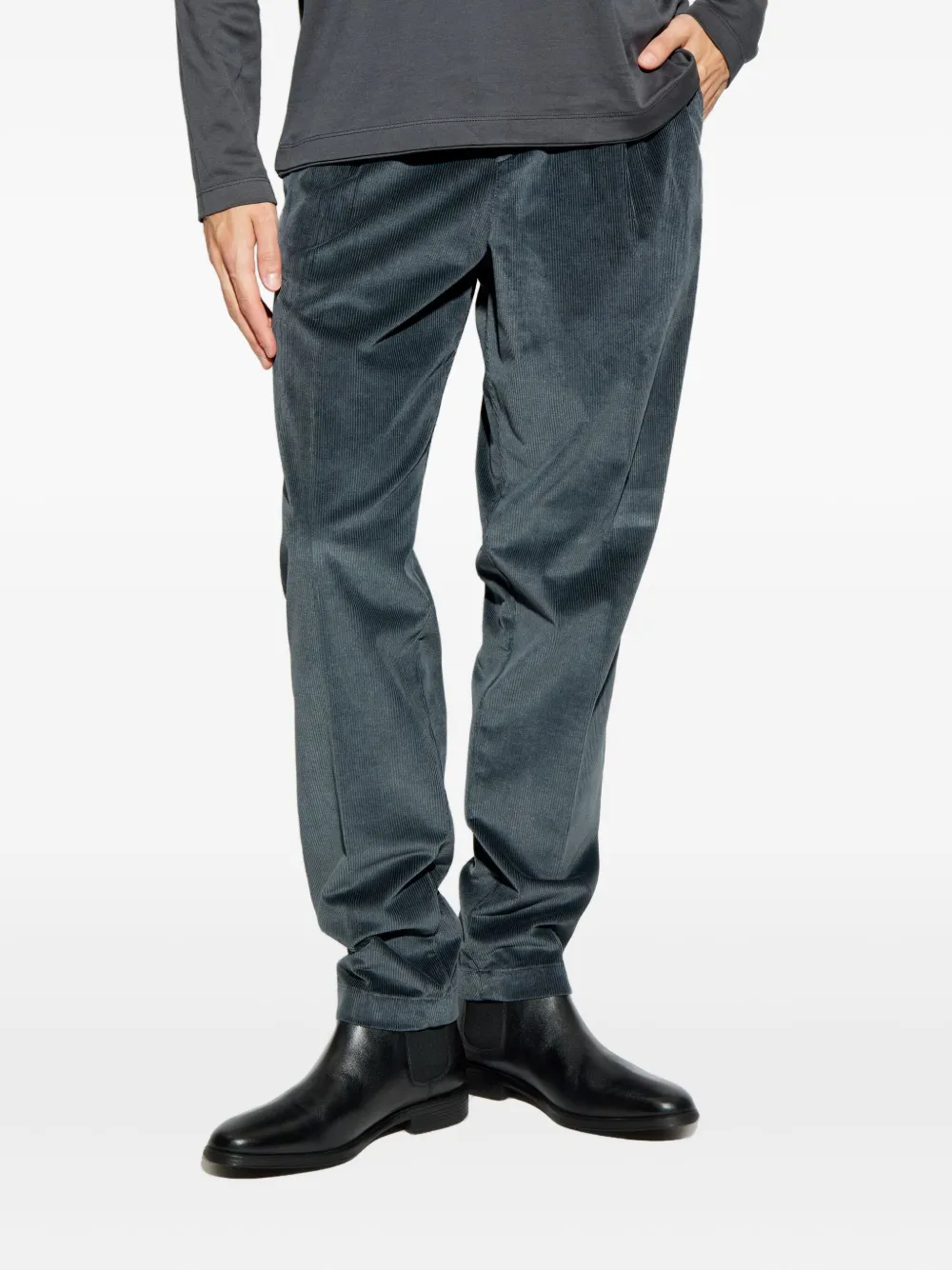 Eleventy Ribfluwelen plooibroek Blauw