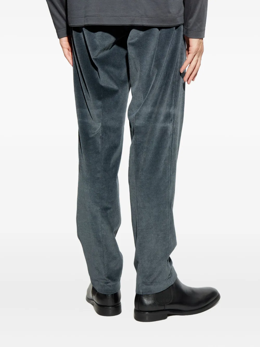 Eleventy Ribfluwelen plooibroek Blauw
