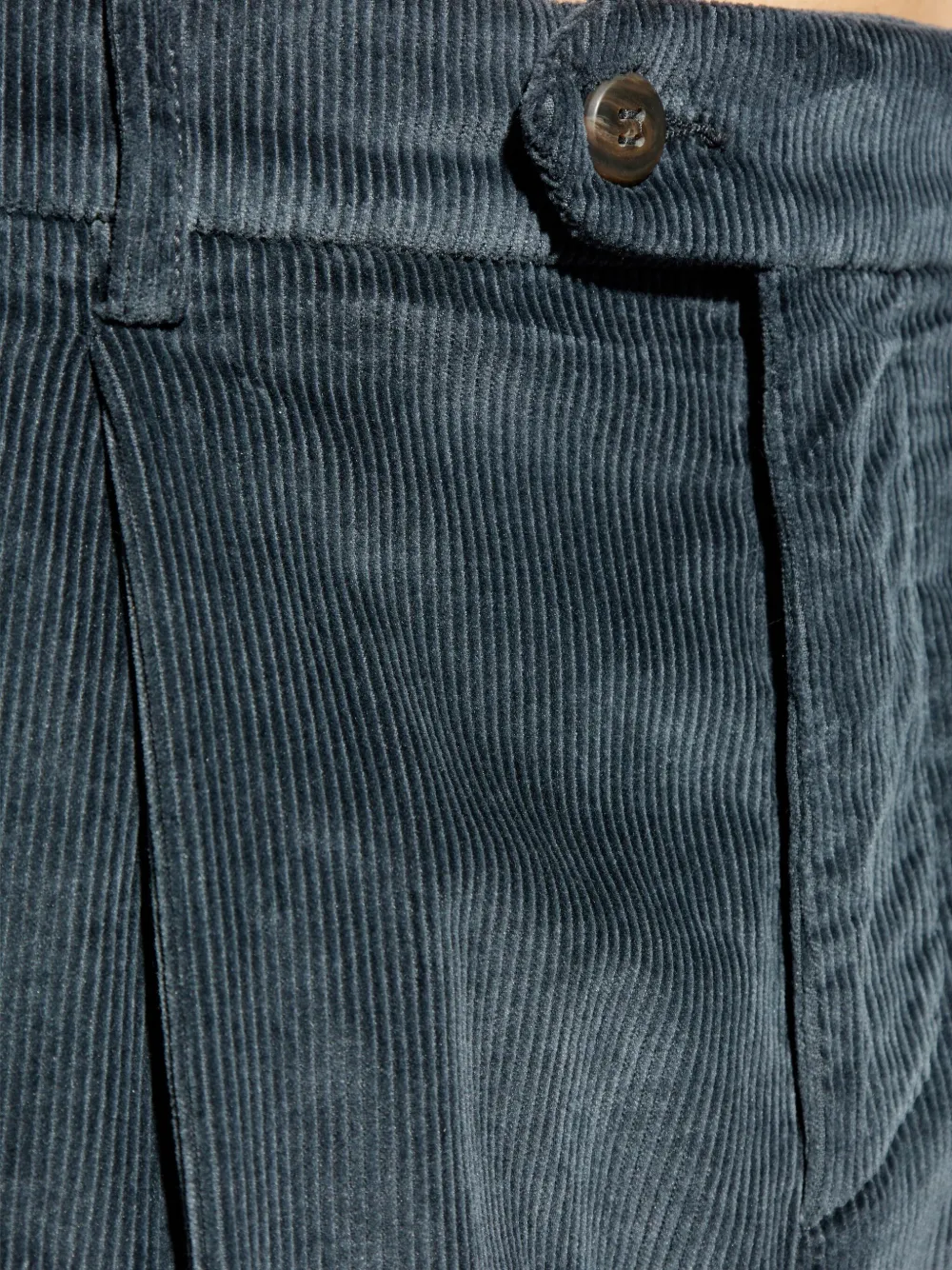 Eleventy Ribfluwelen plooibroek Blauw