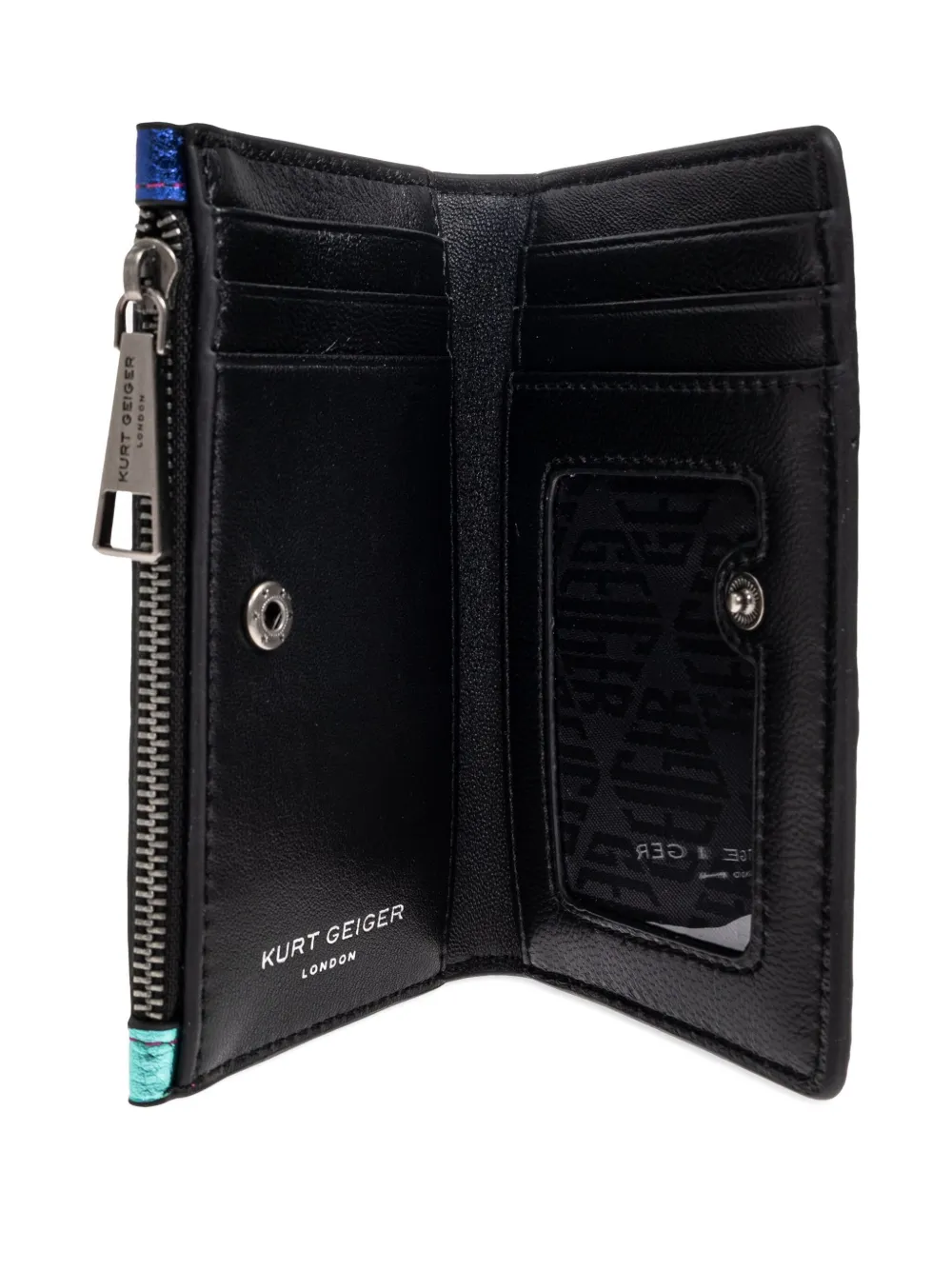 Kurt Geiger Kensington Diagonal-stripe Metallic Bifold Wallet In Multi