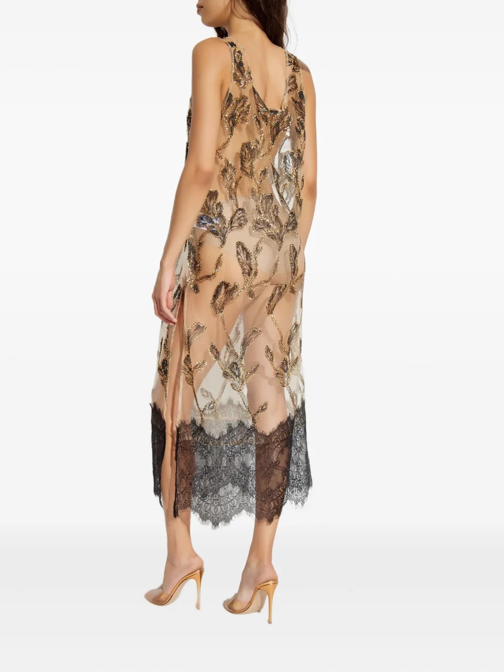 Munthe Lazo Floral-lace Embellished Maxi Dress In Black