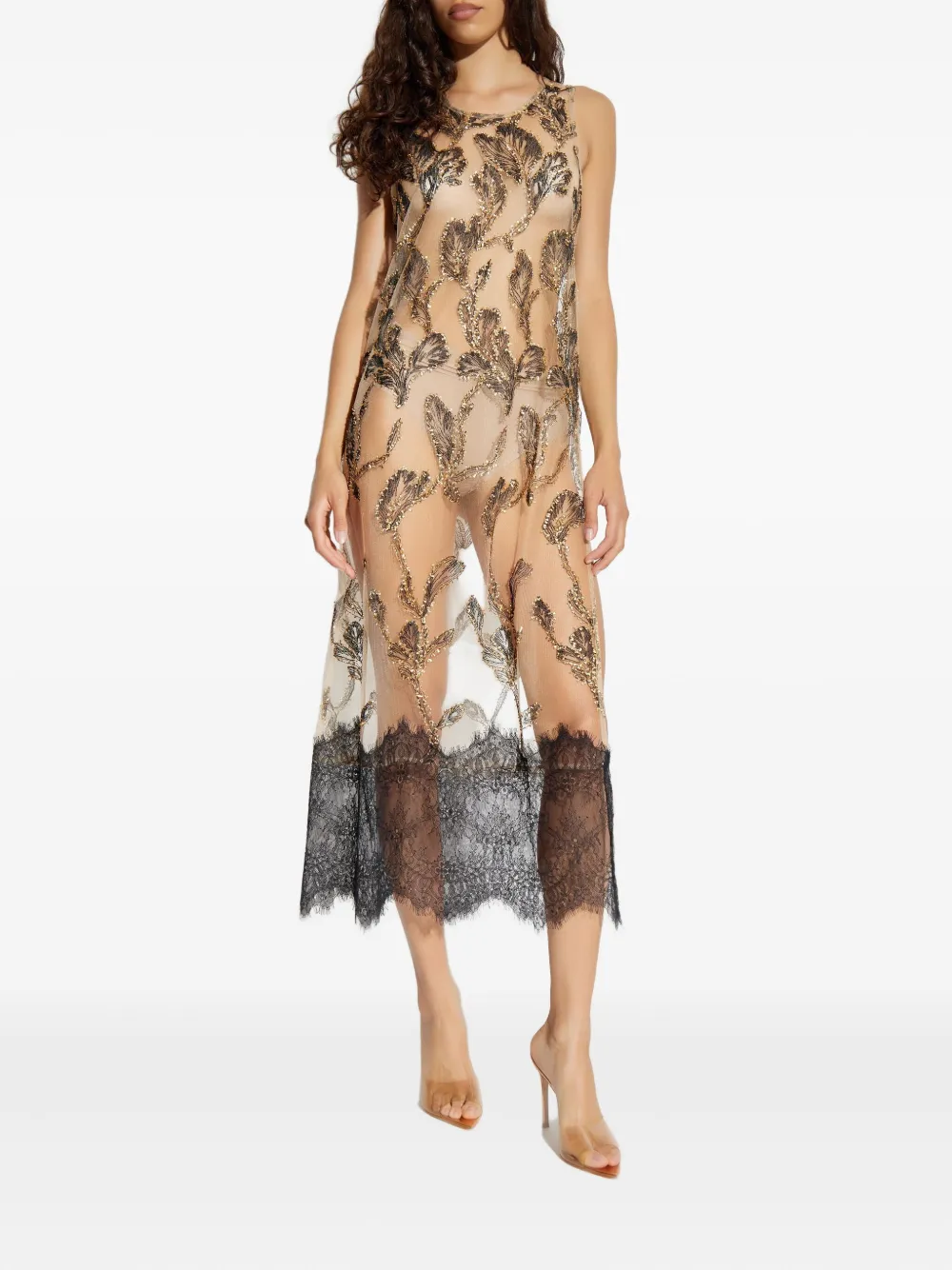 Munthe Lazo Floral-lace Embellished Maxi Dress In Black