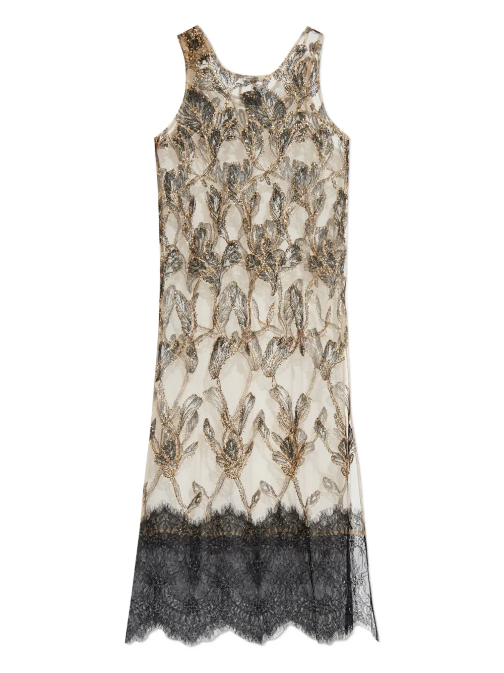 MUNTHE Lazo maxi-jurk met bloemenkant Beige