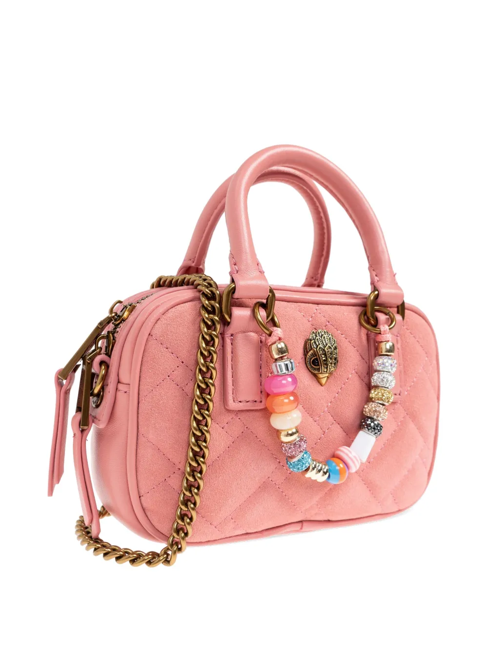 Kurt Geiger Mini Kensington London Quilted Beaded Tote Bag In Pink