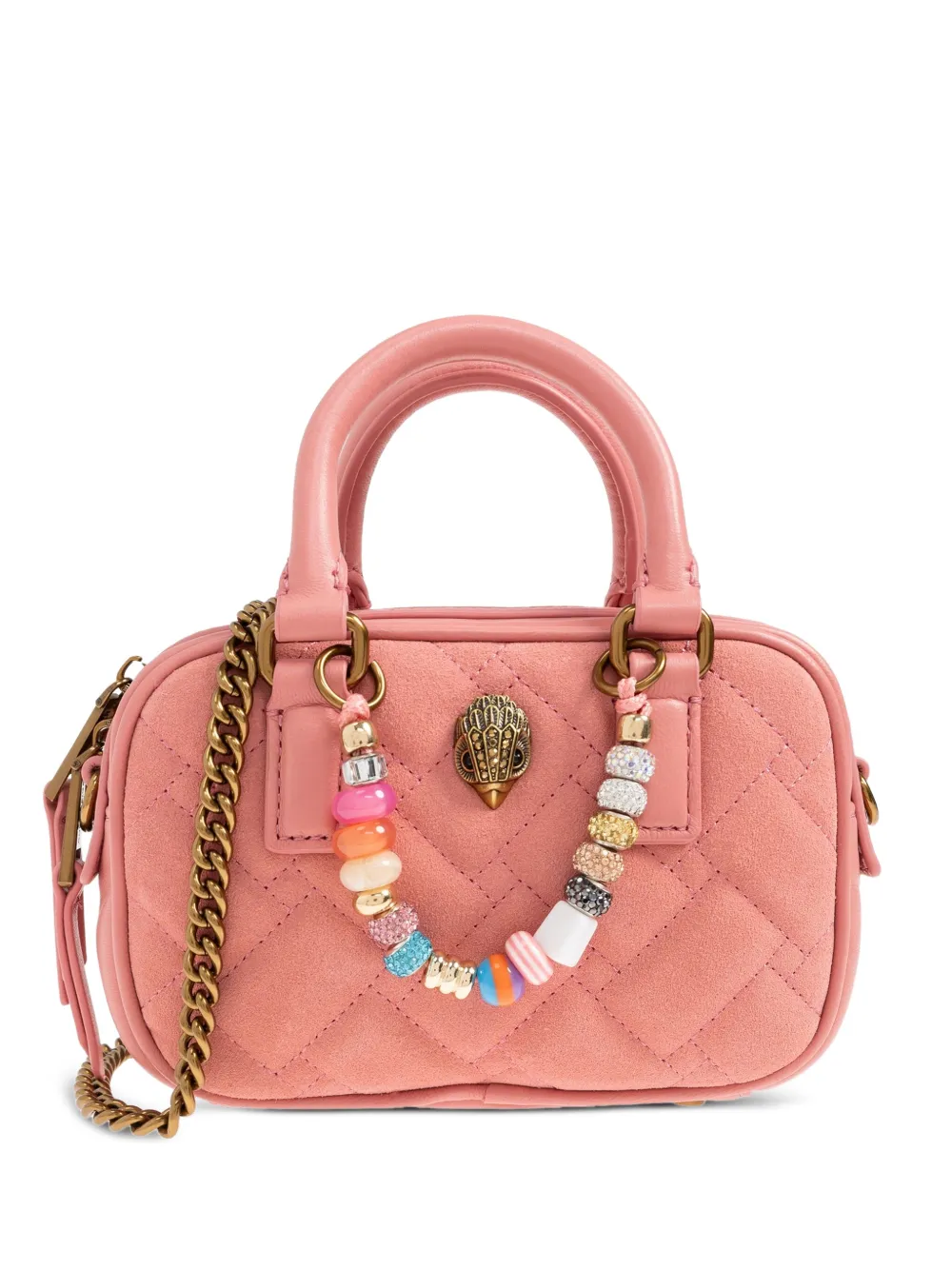 Kurt Geiger London mini Kensington London quilted beaded tote bag | Pink | Image 1