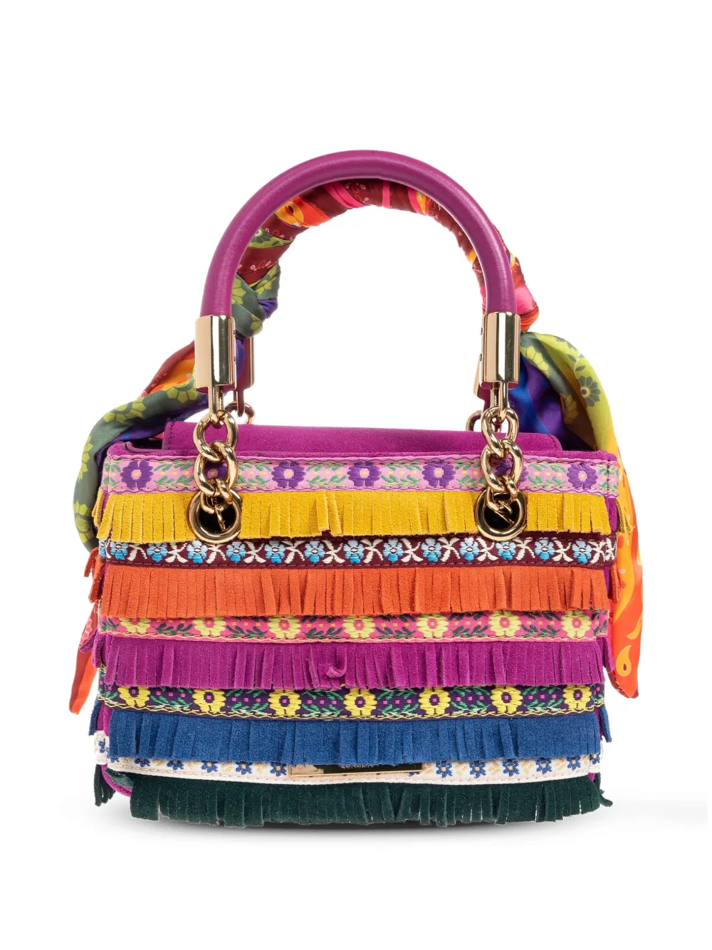 Kurt Geiger London Square Kensington mini-handtas met franje Roze