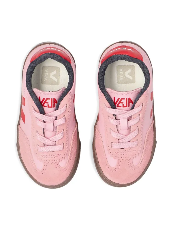 Pink Kids Veja Shoes VEJA Kids Volley Leather V-logo Sneakers Pink