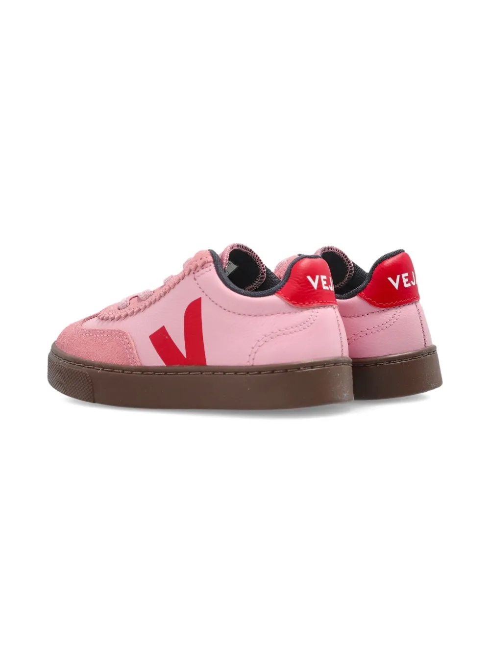 VEJA Kids Volley leather V-logo sneakers Pink